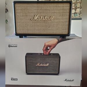 Marshall Portable Bluetooth Speaker — Black and Beige Grille